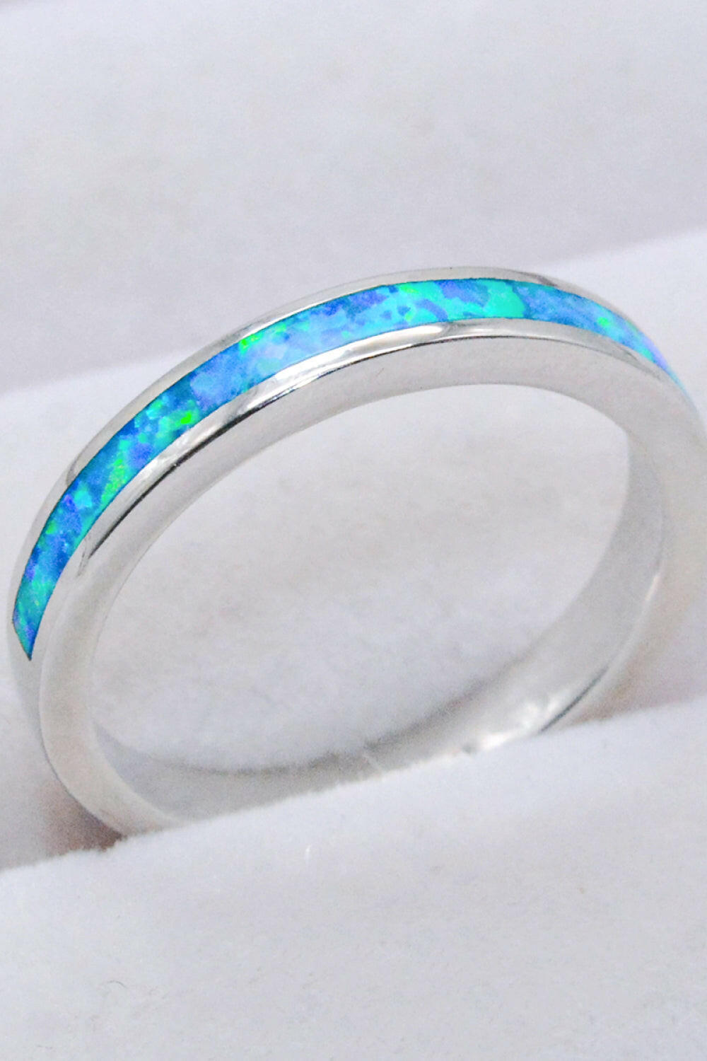 925 Sterling Silver Opal Ring in Sky Blue.