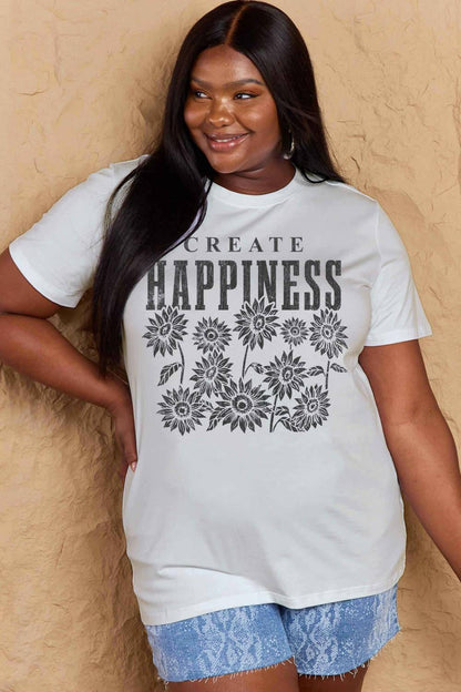 Simply Love Full Size CREATE HAPPINESS Graphic Cotton T-Shirt - Carri's Cache