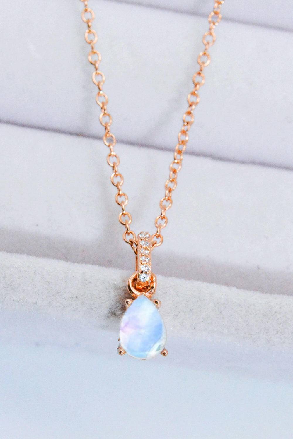 Moonstone Teardrop Pendant Necklace.