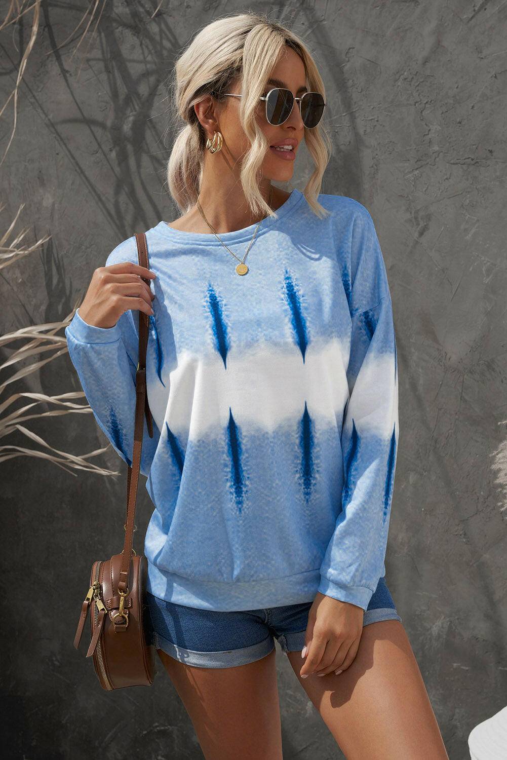 Drop Shoulder Round Neck Sweatshirt.