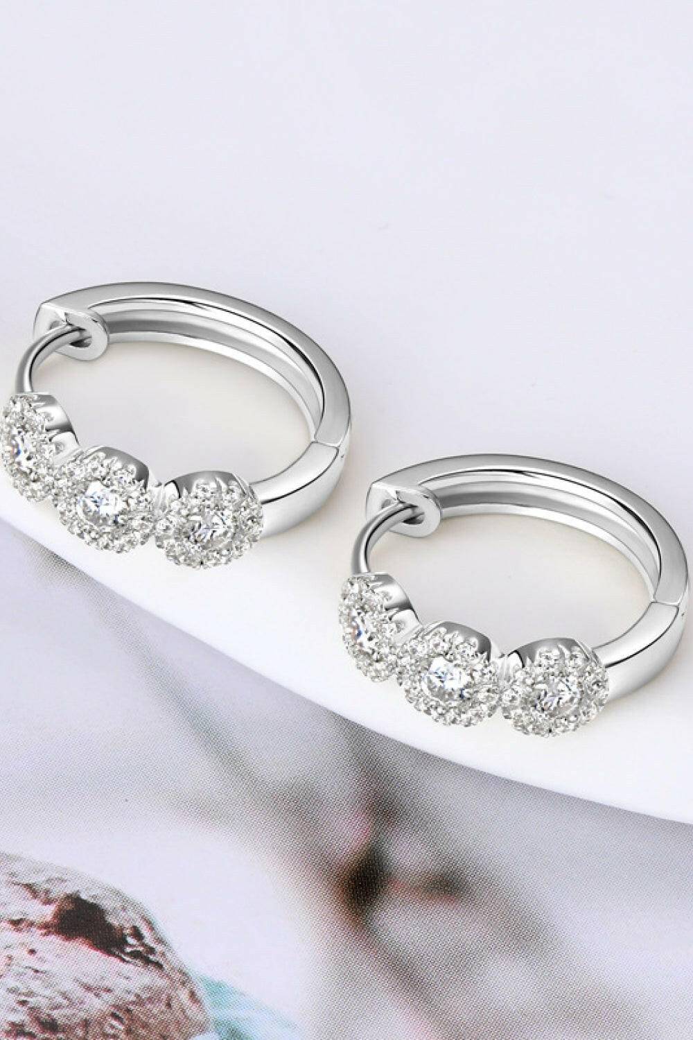 Moissanite 925 Sterling Silver Huggie Earrings - Carri's Cache