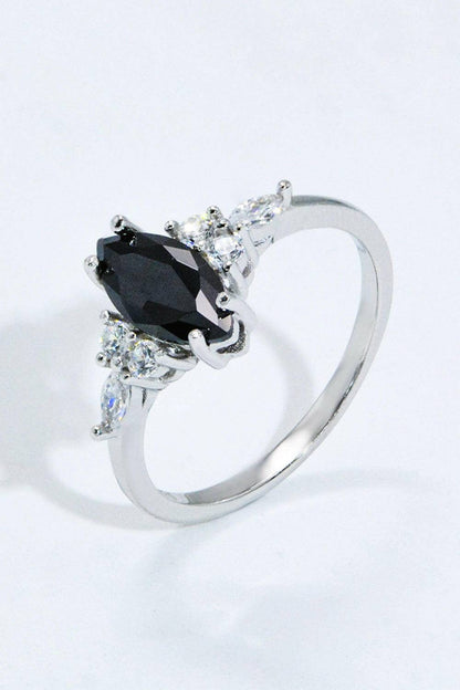 925 Sterling Silver Black Agate Ring.