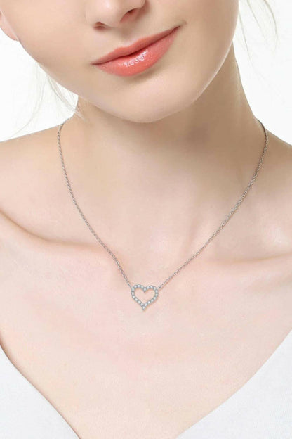 Moissanite Platinum-Plated Heart Necklace.