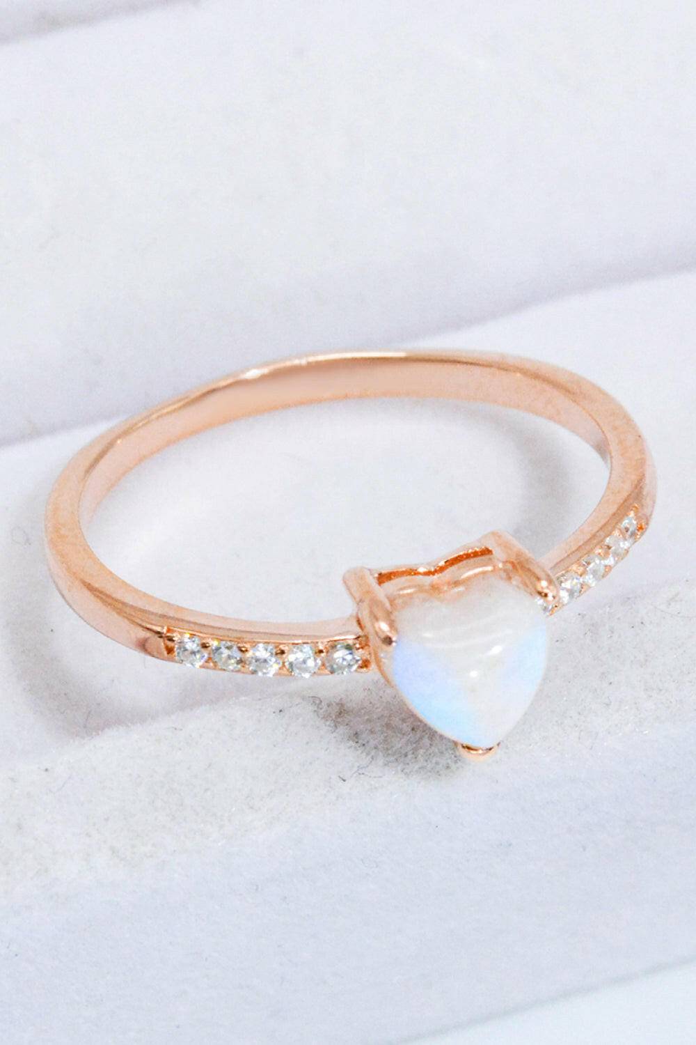 Natural Moonstone Heart 18K Rose Gold-Plated Ring.