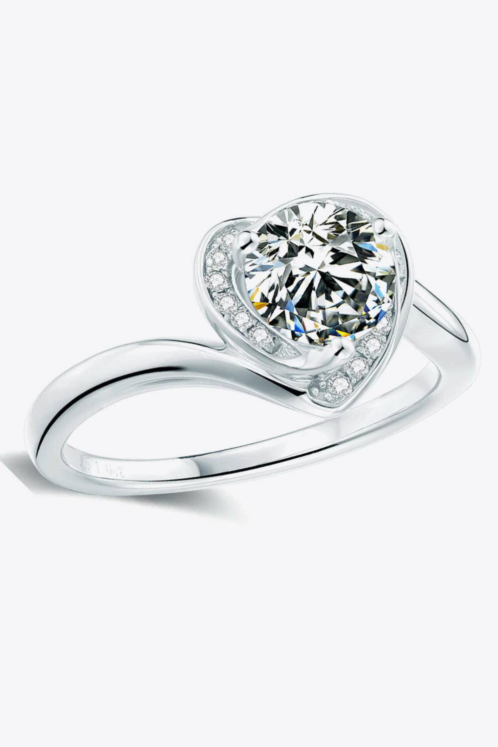 Beautiful Platinum-Plated Heart Ring.