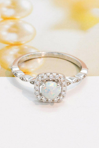 925 Sterling Silver Inlaid Opal Ring.