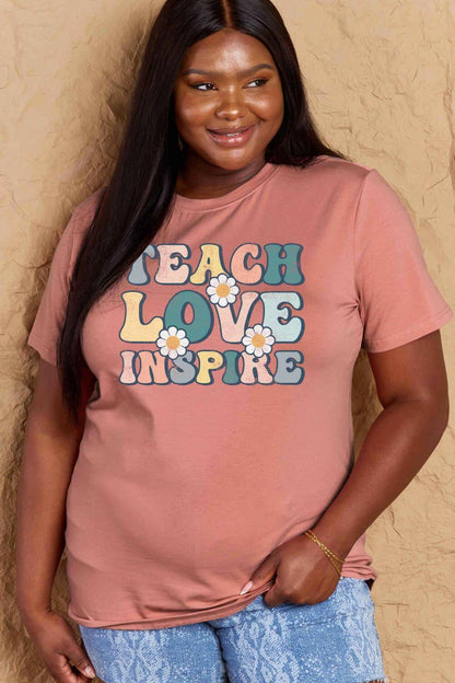 Simply Love Full Size TEACH LOVE INSPIRE Graphic Cotton T-Shirt - Carri's Cache