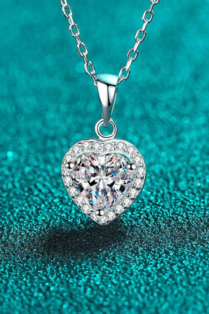 1 Carat Moissanite Heart Pendant Chain Necklace - Carri's Cache