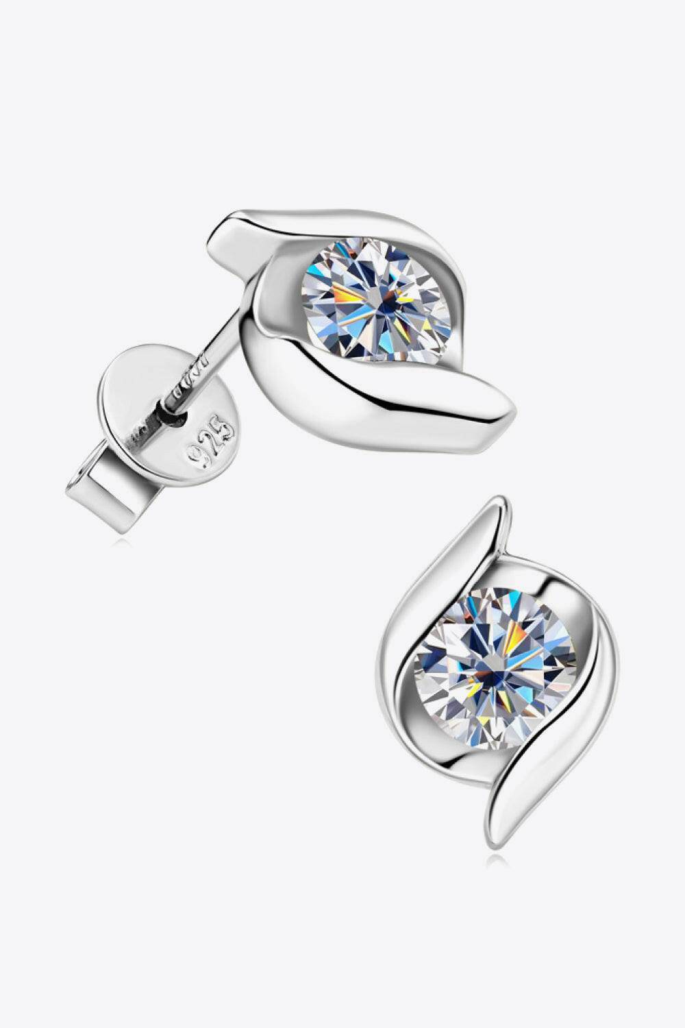 925 Sterling Silver Stud Earrings 1 Carat Moissanite - Carri's Cache