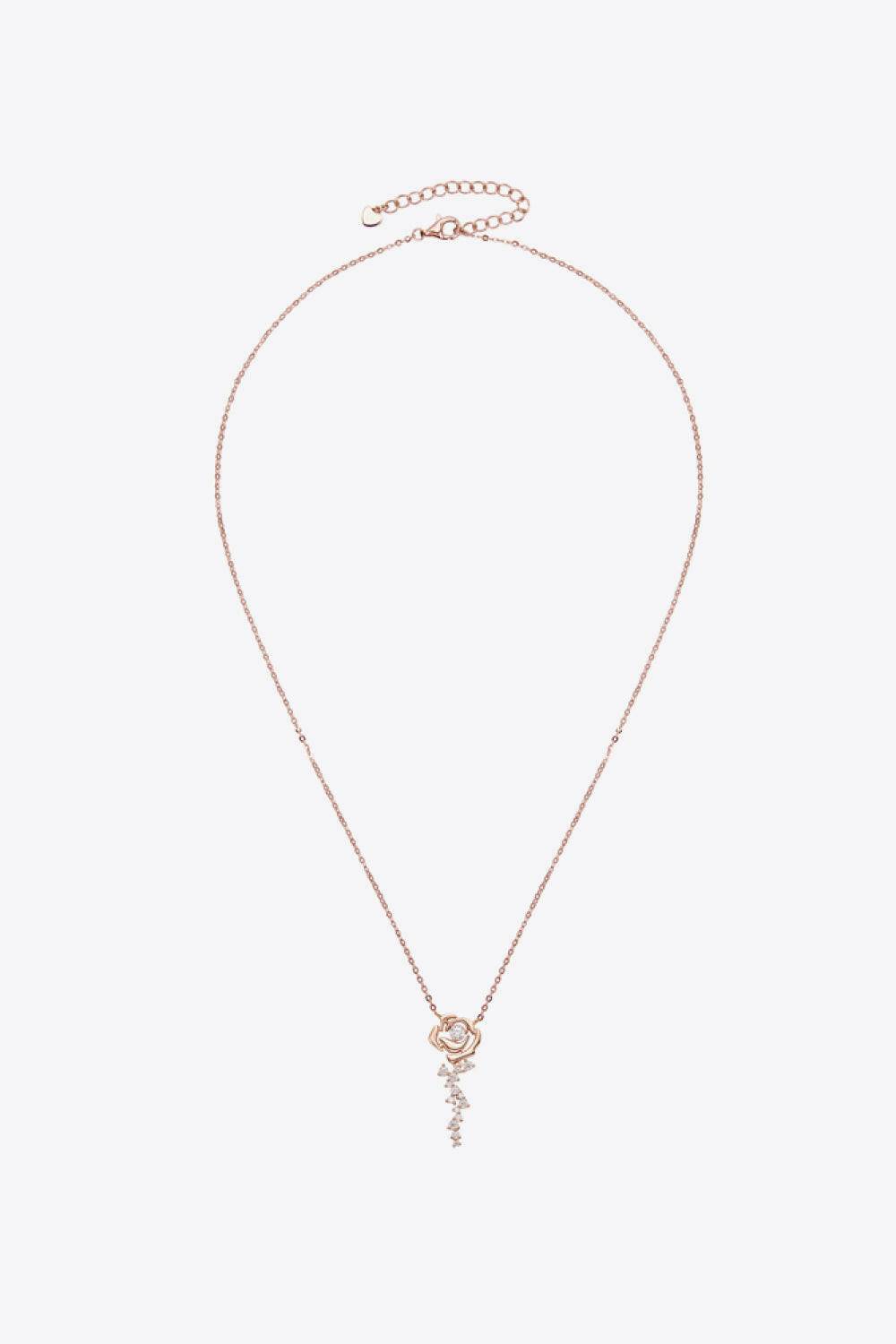 925 Sterling Silver 18K Rose Gold-Plated Pendant Necklace.