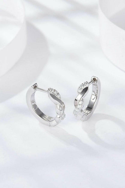 Moissanite Twisted Platinum-Plated Earrings.