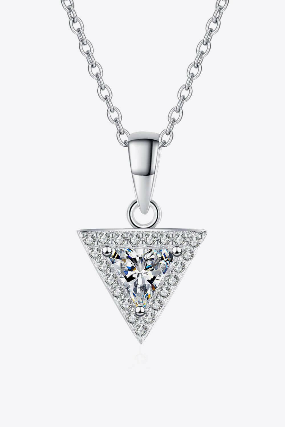 925 Sterling Silver Triangle Moissanite Pendant Necklace - Carri's Cache