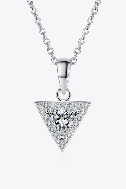 925 Sterling Silver Triangle Moissanite Pendant Necklace - Carri's Cache