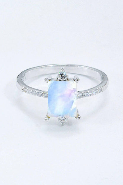 925 Sterling Silver Square Moonstone Ring.