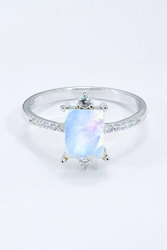 925 Sterling Silver Square Moonstone Ring.