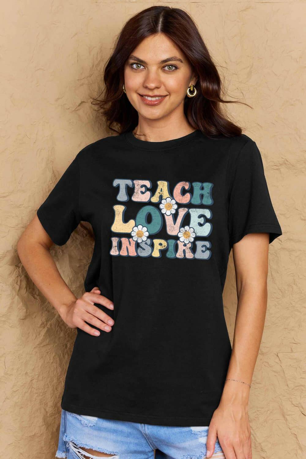 Simply Love Full Size TEACH LOVE INSPIRE Graphic Cotton T-Shirt - Carri's Cache