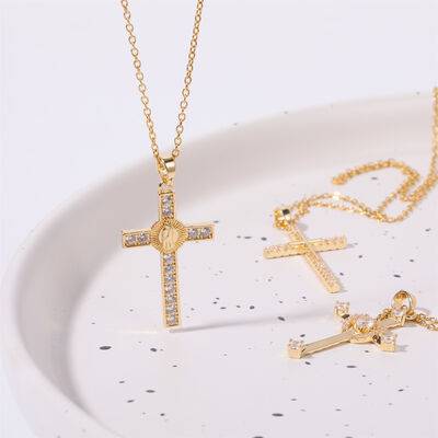 Stainless Steel Inlaid Zircon Cross Necklace - Carri's Cache