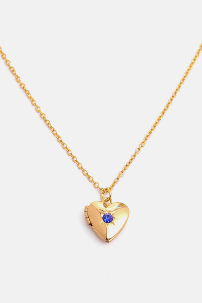 Zircon Heart Shape 14K Gold-Plated Pendant Necklace - Carri's Cache