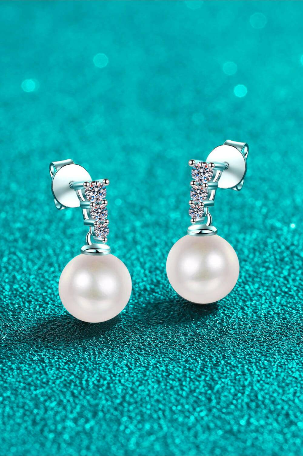 Moissanite Pearl Drop Earrings - Carri's Cache