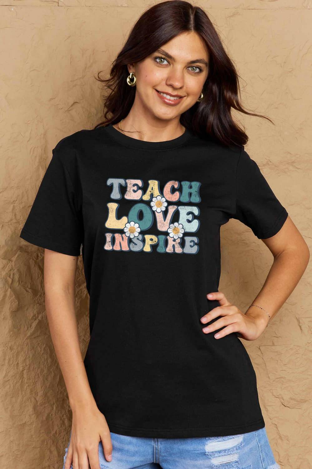 Simply Love Full Size TEACH LOVE INSPIRE Graphic Cotton T-Shirt - Carri's Cache