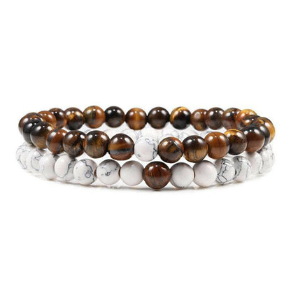 2/PC Set Bracelet Lava Stone Tiger Eye Beaded - Carri's Cache