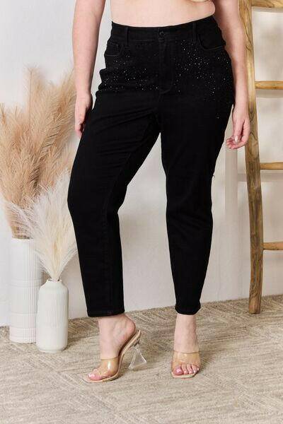 Judy Blue Full Size Rhinestone Embellished Slim Jeans - Carri's Cache