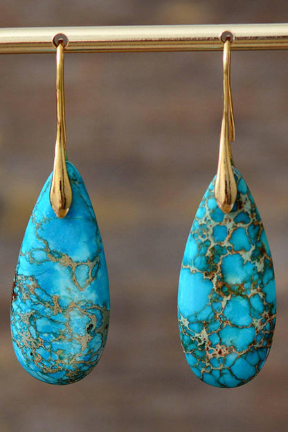 Handmade Teardrop Shape Natural Stone Dangle Earrings - Carri's Cache