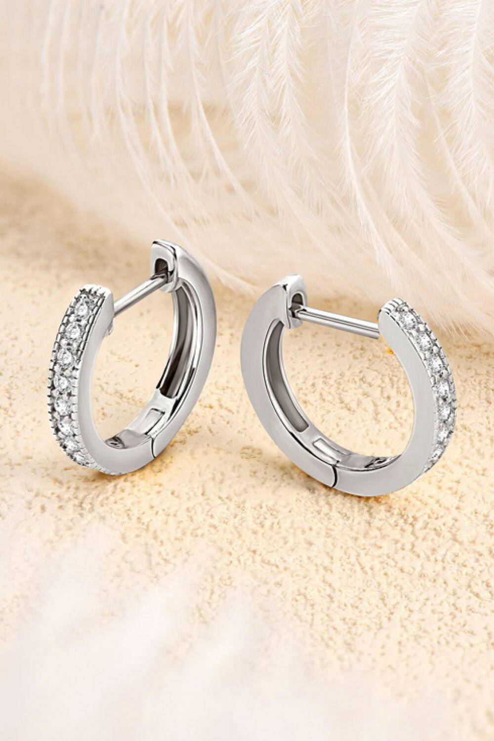 Inlaid Moissanite Hoop Earrings.