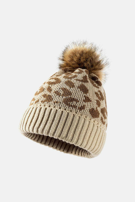 Leopard Pom-Pom Cuffed Beanie - Carri's Cache