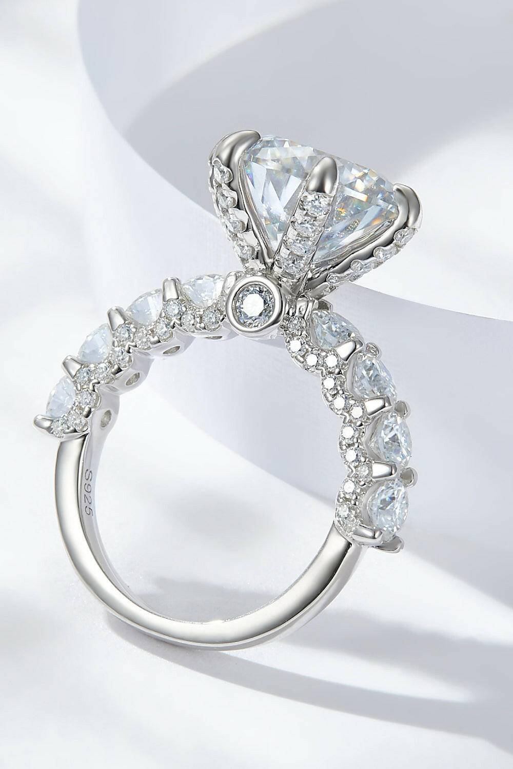 3-Carat Moissanite Platinum-Plated Side Stone Ring.