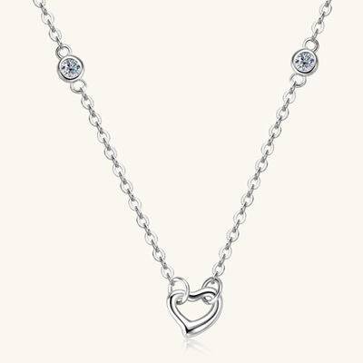 Moissanite 925 Sterling Silver Heart Necklace - Carri's Cache