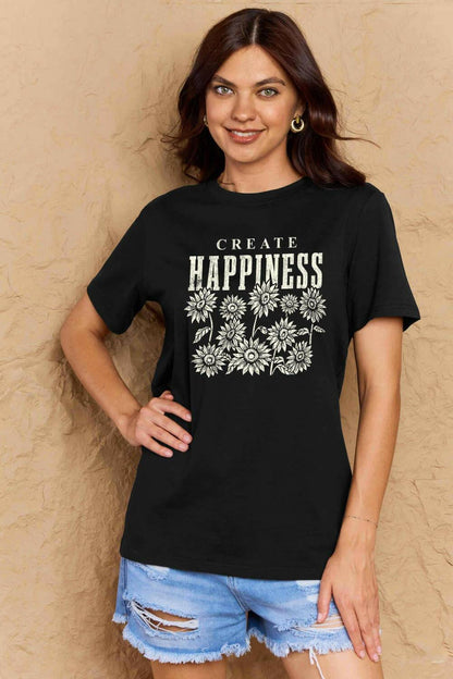 Simply Love Full Size CREATE HAPPINESS Graphic Cotton T-Shirt - Carri's Cache