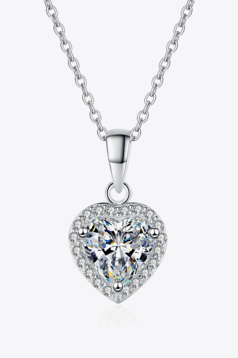 1 Carat Moissanite Heart Pendant Chain Necklace - Carri's Cache