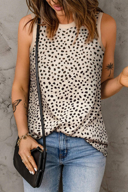 Printed Round Neck Tank - Carri's Cache