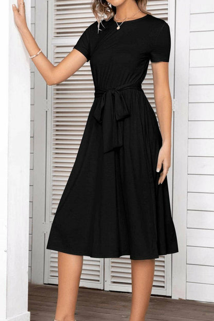 Belted Tee Dress With Pockets.