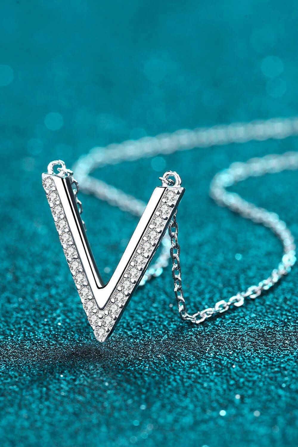 Sterling Silver V Letter Pendant Necklace - Carri's Cache