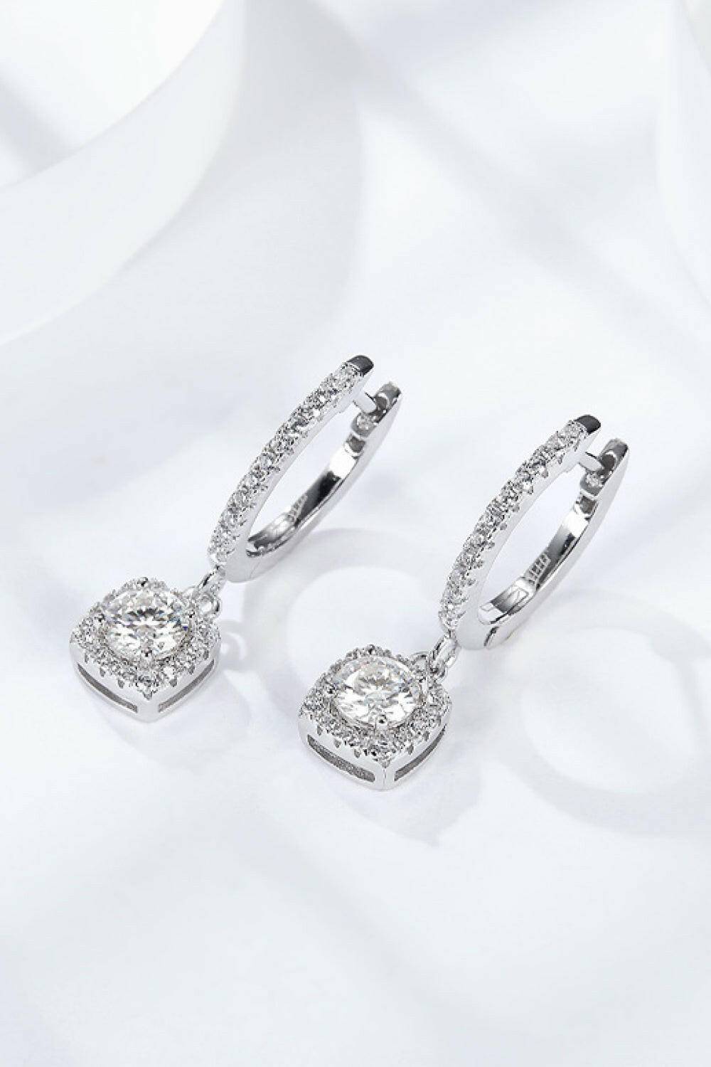 Moissanite Huggie Drop Earrings.