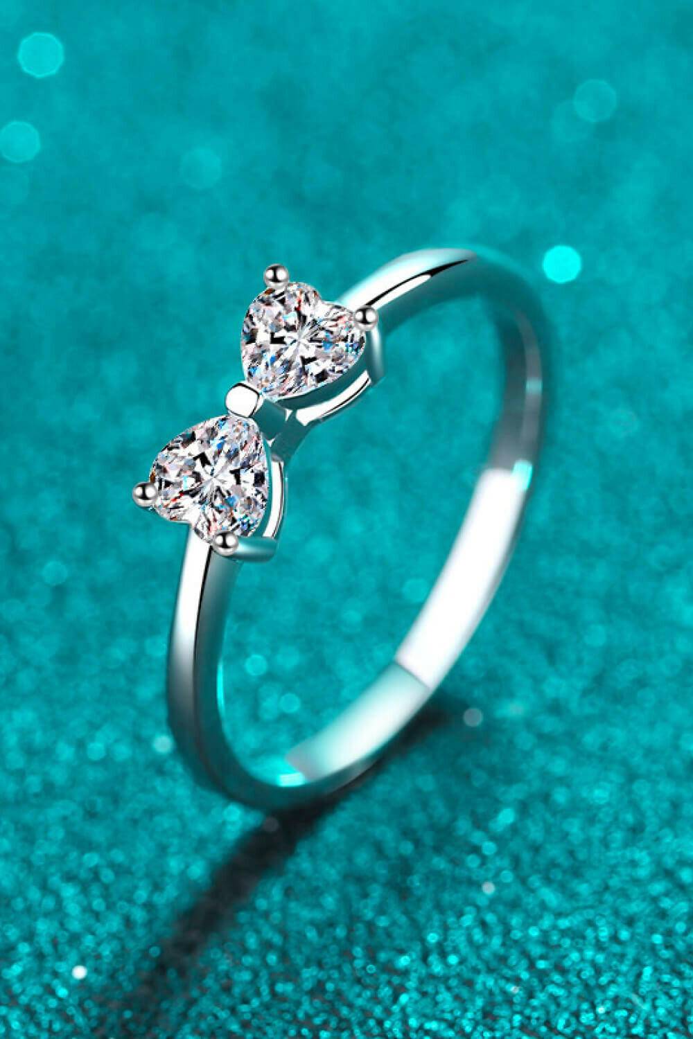 Moissanite Bow Rhodium-Plated Ring.