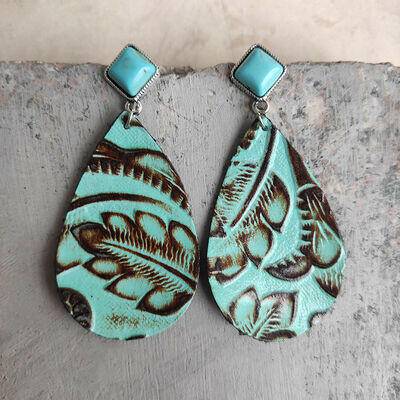 Artificial Turquoise Teardrop Earrings - Carri's Cache