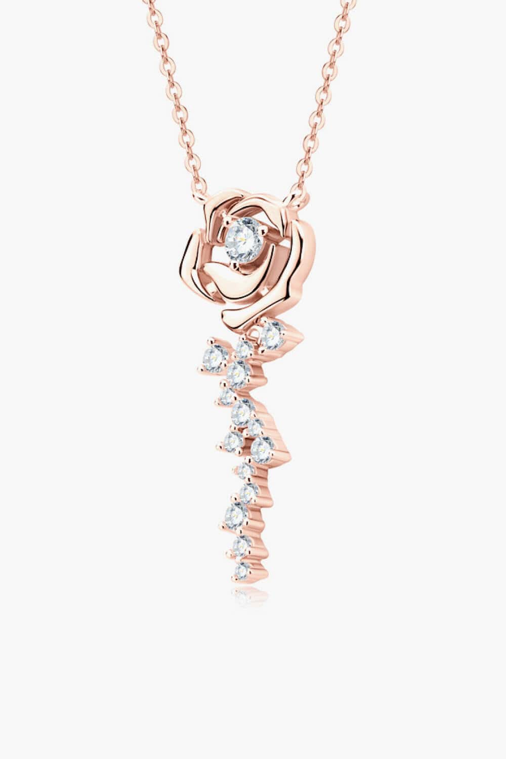 925 Sterling Silver 18K Rose Gold-Plated Pendant Necklace.