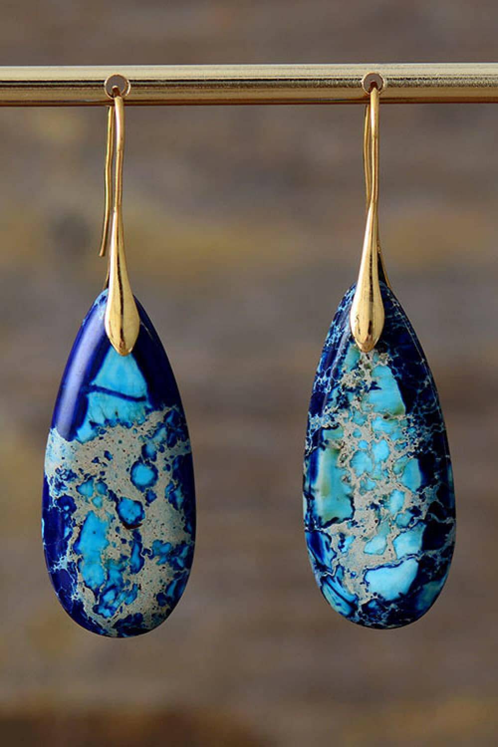 Handmade Teardrop Shape Natural Stone Dangle Earrings - Carri's Cache