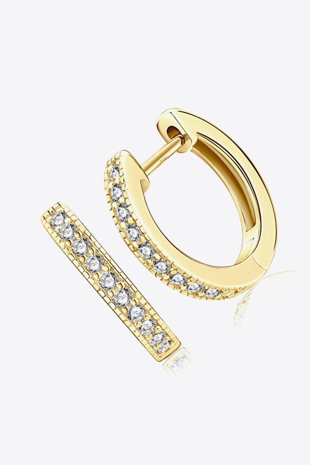 Inlaid Moissanite Hoop Earrings.