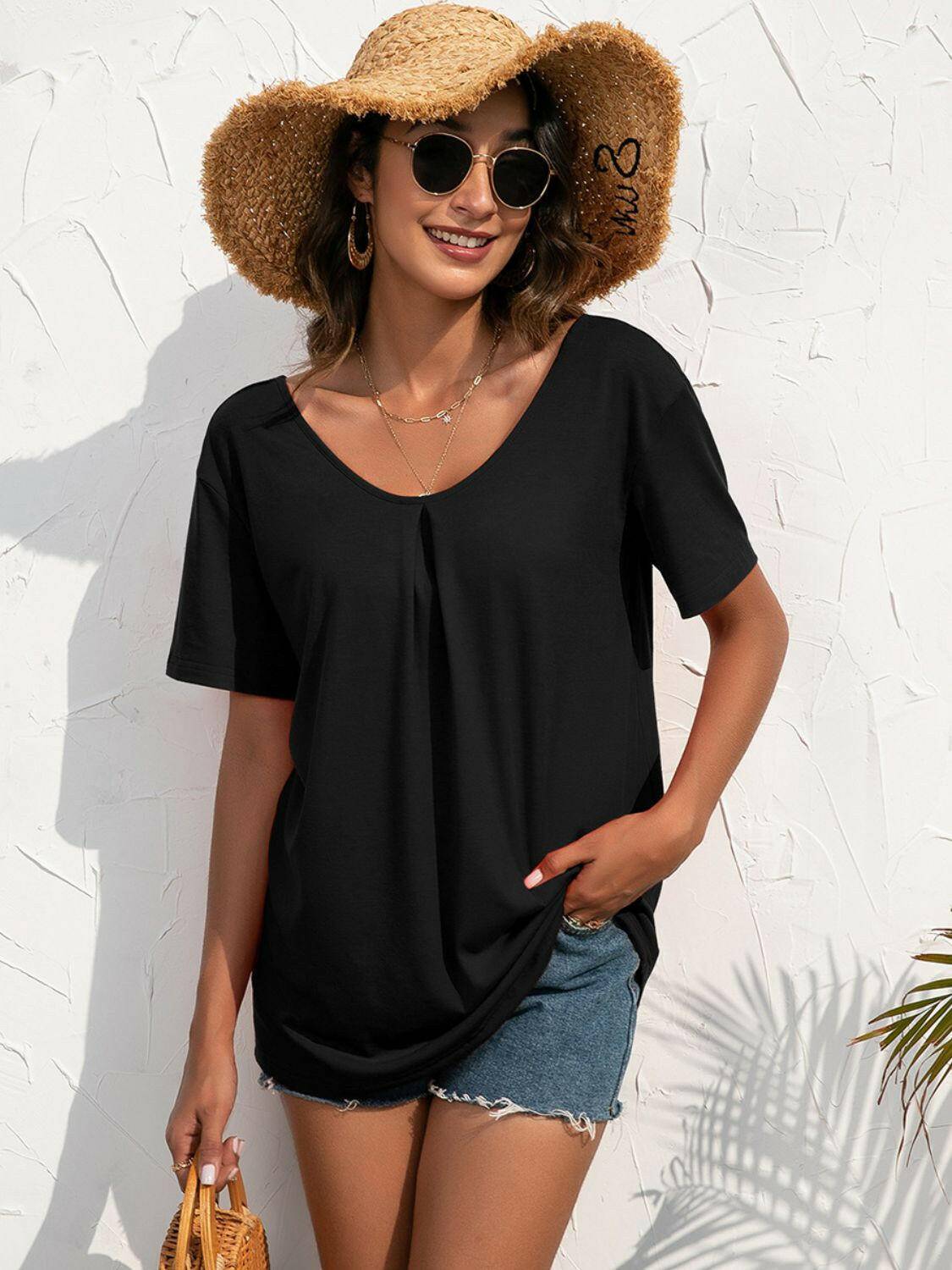 Lace Trim Short Sleeve Top - Carri's Cache