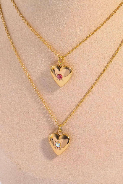 Zircon Heart Shape 14K Gold-Plated Pendant Necklace - Carri's Cache