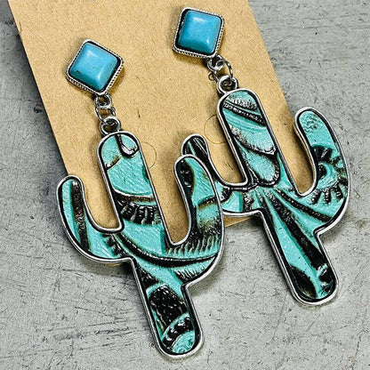 Turquoise Cactus Earrings - Carri's Cache