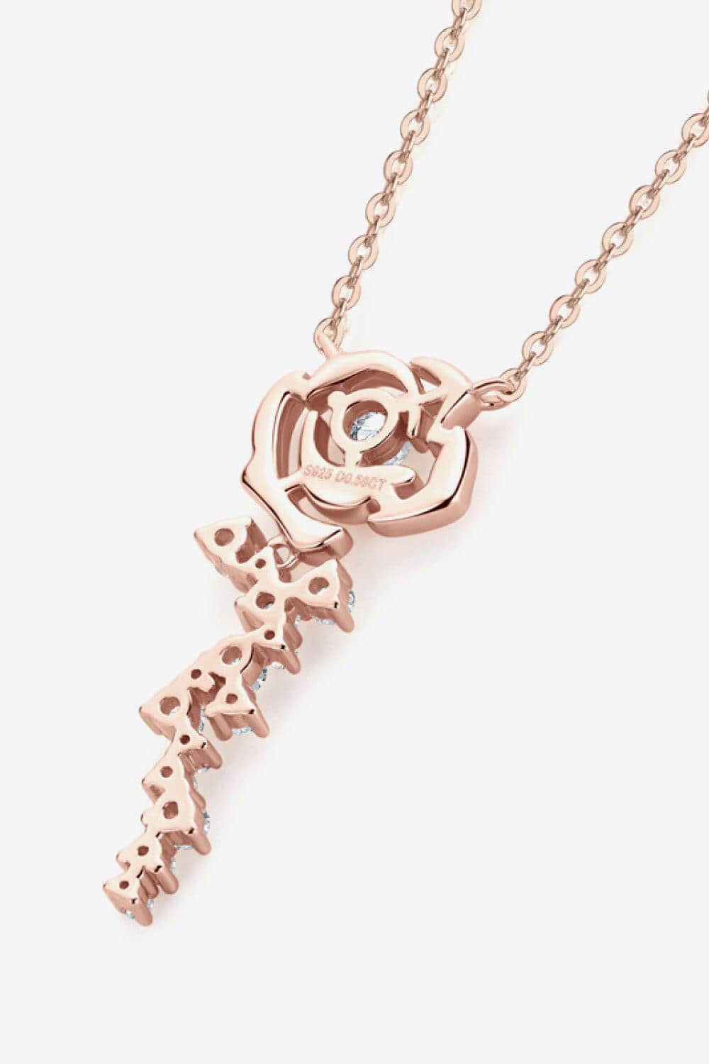 925 Sterling Silver 18K Rose Gold-Plated Pendant Necklace.