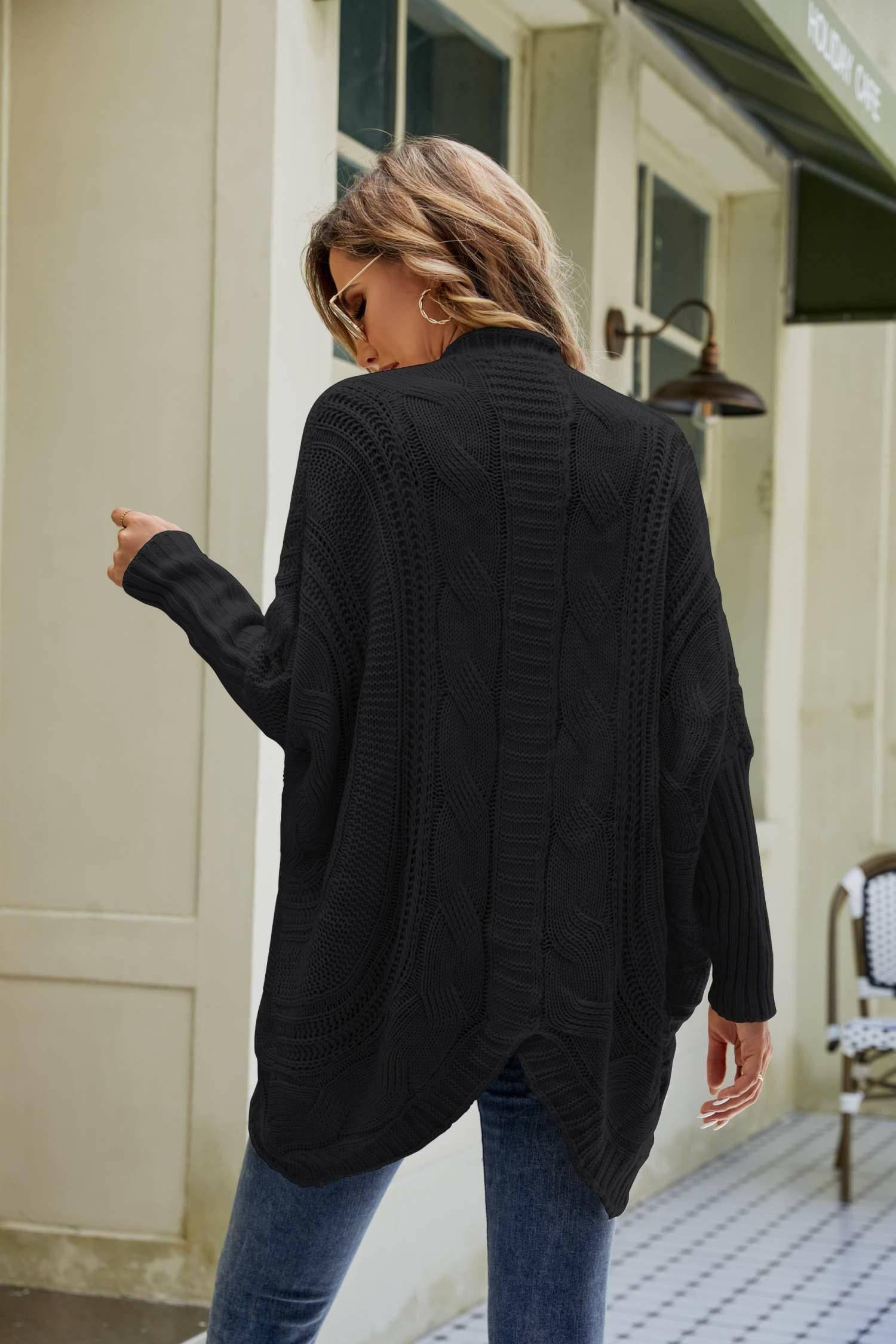 Mixed Knit Open Front Dolman Sleeve Cardigan - Carri's Cache