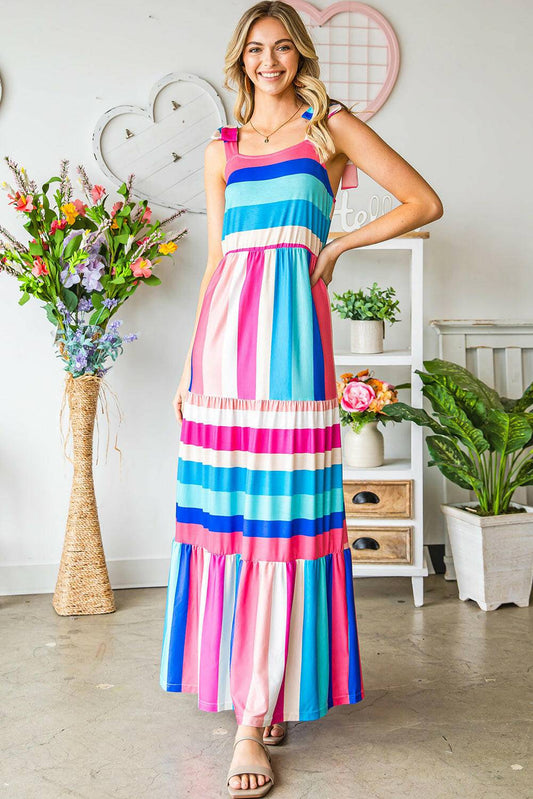 Striped Sleeveless Maxi Dress.