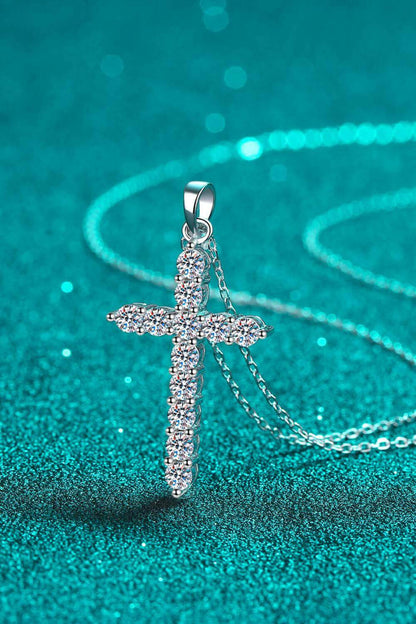 Moissanite Cross Pendant Chain Necklace - Carri's Cache