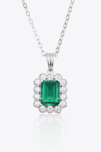 1.5 Carat Lab-Grown Emerald Pendant 925 Sterling Silver Necklace - Carri's Cache